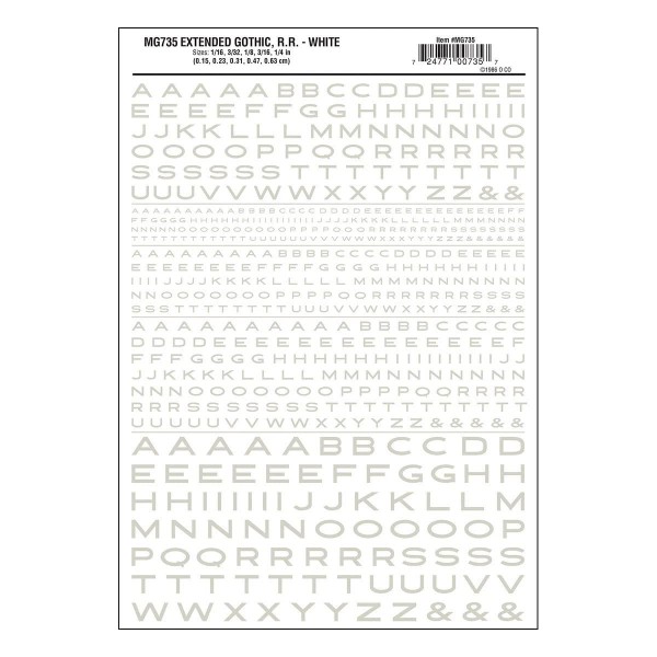 Woodland Scenics Extended Gothic Letters, White
