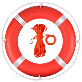 Life Ring, 23" Boat Safety Throw Rings, Life Preserver Ring with 98.5 FT Floating Rescue Rope