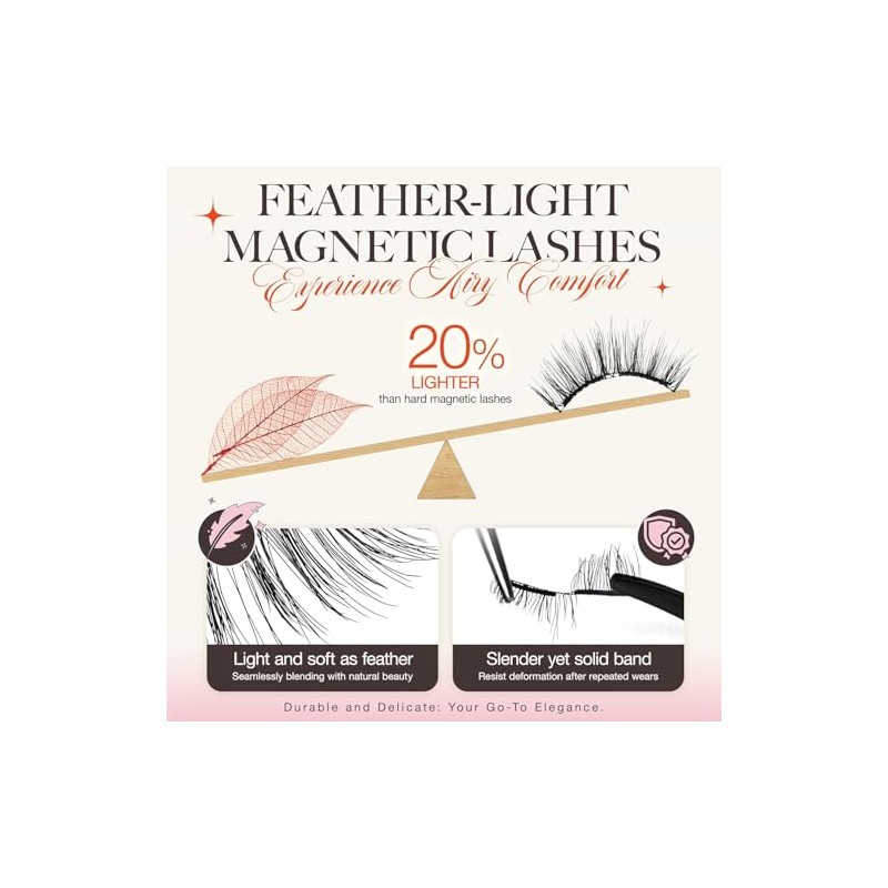 Magnetic Eyelashes Kit – 6 Pairs Wispy Lashes + Applicator