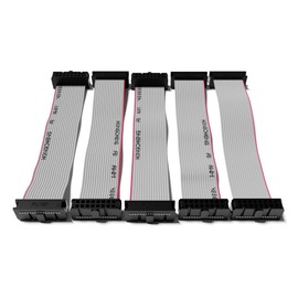 ExcelValley - 5-Pack - Eurorack Flat Ribbon Power Cables Modular Synth Synthesizer [16 to 16 Pins | 50 cm - 19.69"]