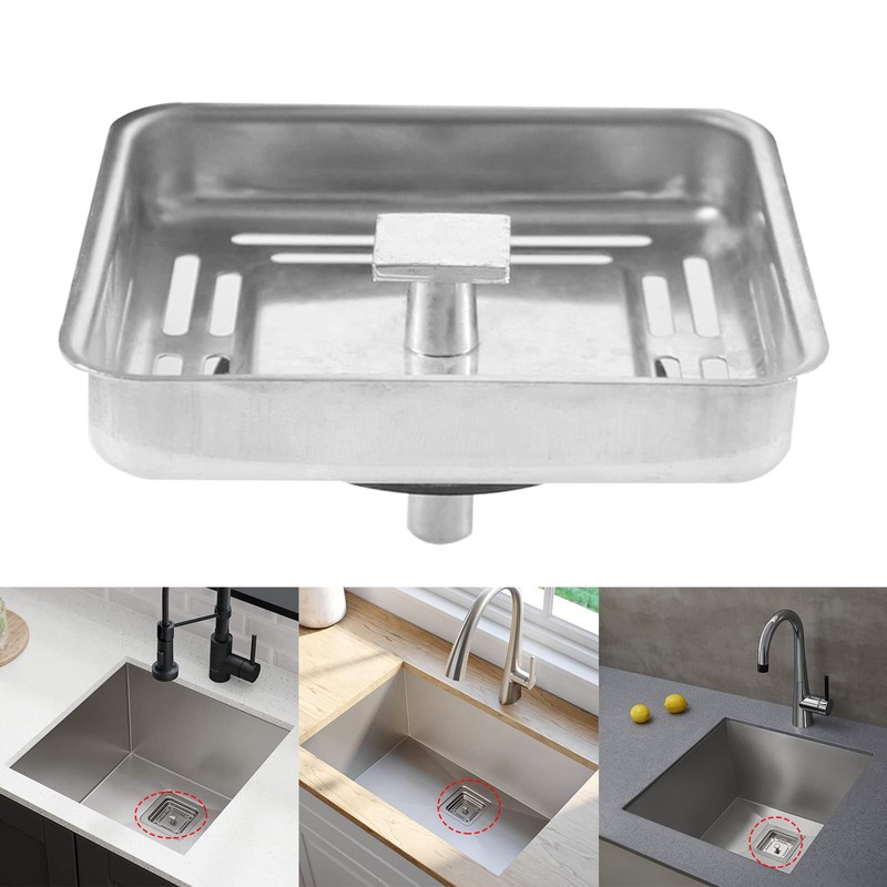 Square Sink Strainer Drainer, Stainless Steel Kitchen Bathroom Home Sink