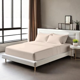 Egyptian Cotton Fitted Sheets 25cm Deep Mattress Pocket 200 Thread Count Fitted Bed Sheet- Soft & Comfortable Bottom Sheet (Mocha, Double)