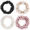 4 Pcs Pearl Hair Scrunchies, Elastic Hair Ropes Ponytail Holder