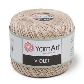 Yarn Art 1 hilo de madeja, color violeta, 100 hilos de algodón mercerizados, hilo de ganchillo para tejer a mano, bordado, manualidades (color beige 4660)