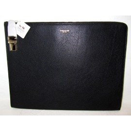 Coach New Crosby Push Lock Black Leather Zip Top Portfolio 61230 NWT $248