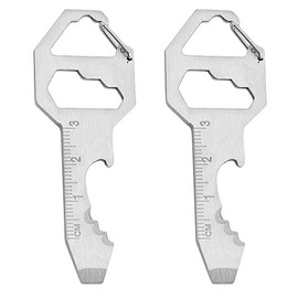 Kovcfon 2 PCS 24 in 1 Multi Tool Key Multifunction Key Shaped Pocket Tool Stainless Steel Key Shaped Pocket Tool for Outdoor (Silver)