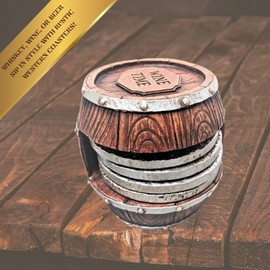 Rustic Western Style Decorative Barrel Coaster Set - Barrel Coaster Holder with 4 Coasters Bar Dining Kitchen Décor