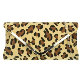 Girly Handbags Womens Frame Leopard Clutch Bag - Light Leopard