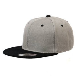 Blank Adjustable Flat Bill Plain Snapback Hats Caps (One Size, Light Grey/Black)