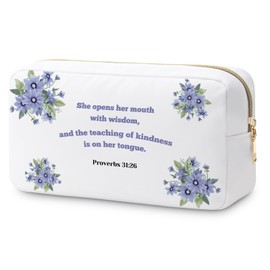 Religious Gifts for Women Christian Makeup Bag Inspirational Gifts with Bible Verse Prayers Floral Cosmetic Bags Scripture Gifts Baptism Gifts for Girls First Communion Gifts Travel Cosmetic Pouch