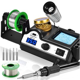 Preciva Soldering Station, 60 W Soldering Iron Set with Display, Adjustable Temperature (90 - 480 °C) & Standby Mode, Soldering Set for Hobby Soldering