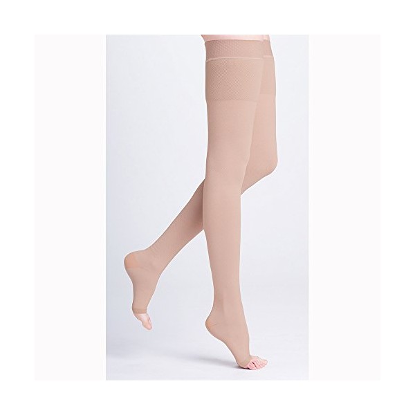 500 Natural Rubber 30-40 mmHg Open Toe Unisex Thigh High