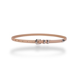 Women's Skinny Western Leather Belt Dress Pants Waist Belt Silver Chrome Buckle Leather Soft Waistband, Nude, For Waist 28"- 34", Women Size S-M, 4-6