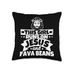 Girl runs on Jesus and fava beans Throw Pillow, 16x16,
