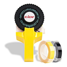 CENPEK 3D Embossing Label Maker – Manual Label Printer Small Model for DIY Lettering, Custom Labeling, and Tape – Includes Black Tape (Yellow) for Home and Office Use