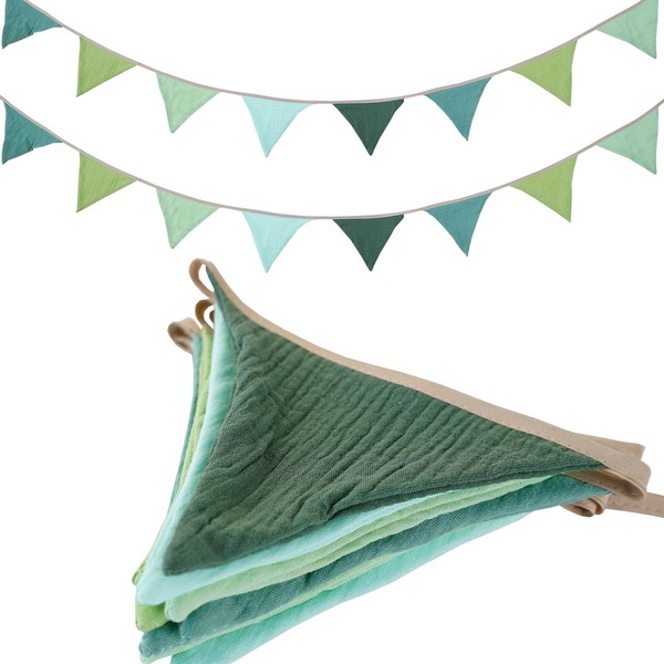 Uorbmaio 19.6ft Triangle Banners, Pennant Banner Bunting Flags Garland Olive