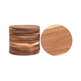 Paquete de 12 posavasos de madera de acacia, posavasos redondos de madera de 3.74 pulgadas                                                            