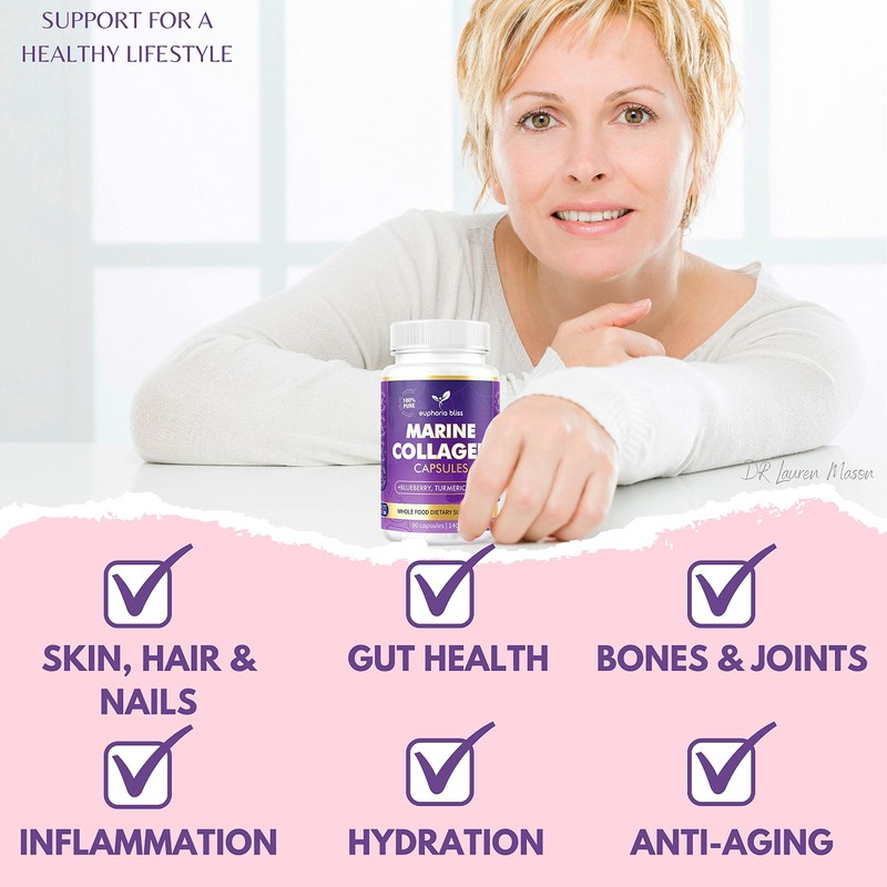 High Strength Marine Collagen Tablets - Skin, Hair, Nails &