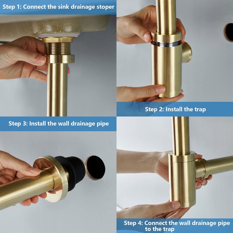 Heixutas Brass P Trap Bathroom Sink: 1-1/4 Sink Trap with