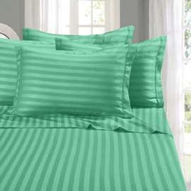 Elegant Comfort Softest and Coziest 6-Piece Sheet Set - 1500 Premium Hotel Quality Microfiber - Deep Pocket, Wrinkle Resistant 6-Piece Damask Stripe Bed Sheet Set, California King, Paradise Teal