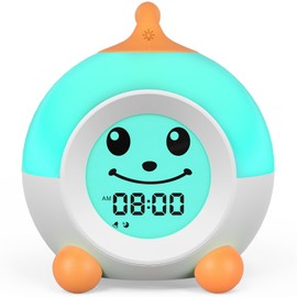 iHoo Children's Alarm Clock, Sleep Trainer Children with Night Lights, Snooze & Timer, Digital Alarm Clock Children for Beginners to School Girls Boys