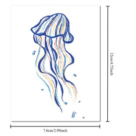 12 Sheets Temporary Tattoos Colored Pencil Style Colorful Mermaid Tail Bouquet Jellyfish Waterproof Durable Fake Body Art Stickers for Women Kids