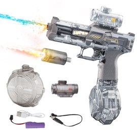 PhotonSplash Electric Water Blaster – Light-Up Handheld Soaker with Rechargeable Battery & Scope – 325ml High-Capacity Tank – for Kids & Kidults Ages 3+ (Gray)