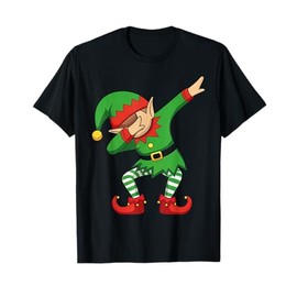 Dabbing Elf Christmas Squad Funny Xmas Family Boys Kids T-Shirt