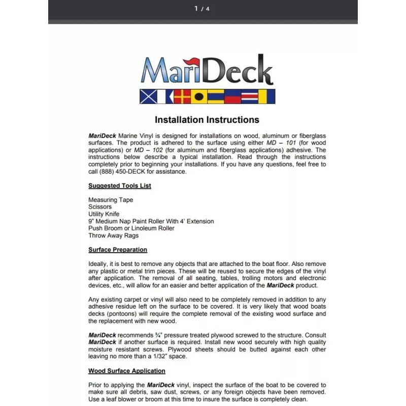 MariDeck Marine Vinyl Flooring Adhesive Glue - MariDeck / DeckRite