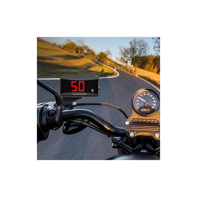 Motorcycle Thermometer Digital Waterproof Metal Sensor Adapter for Motorcycle