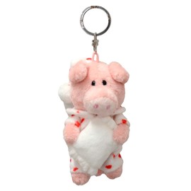 Niki Key Holder, Pink Pig Heart Pajamas, 3.9 inches (10 cm), Kids, Pink