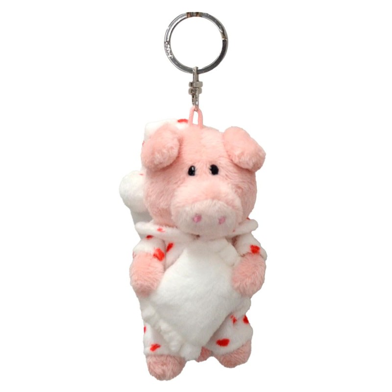 Niki Key Holder, Pink Pig Heart Pajamas, 3.9 inches (10