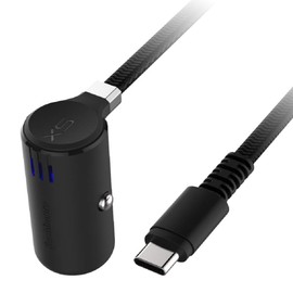 Kashimura NDC-028 DC Charger, 3A Type-C Strong Flat Cable, Equipped with Blue LED