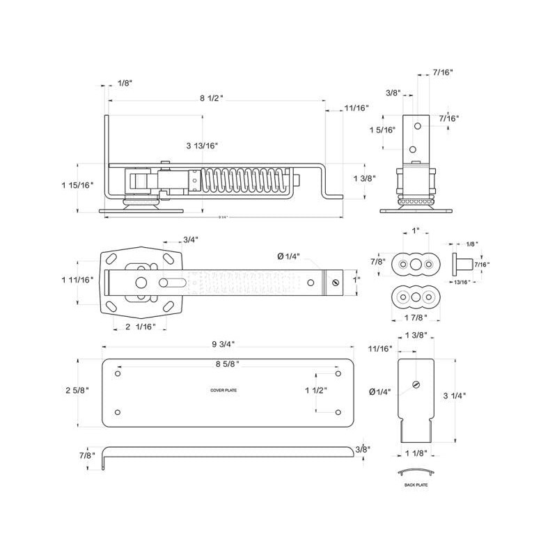 Deltana DASH95U3 Double Action Solid Brass Spring Hinge with Solid