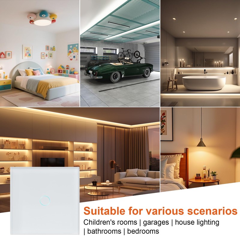 WLAN Smart Light Switch, WiFi Smart Touch Light Switch Flush-Mounted