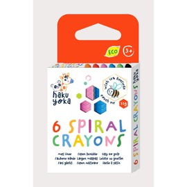 Haku Yoka Spiral Crayons, 6 Colours, Mess Free, Super Durable and Easy to Grip Crayons for Ages 2 years+, Natural Beeswax & Organic Mineral Coloured Crayons