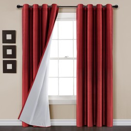 Lush Decor Insulated Grommet 100% Blackout Faux Silk Window Curtain Panel (Single Panel), 84" L x 52" W, Red
