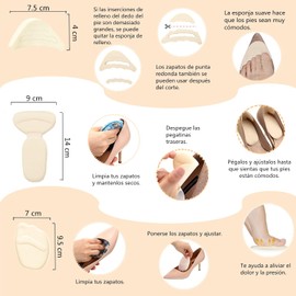 Almohadillas para Zapatos, 24 PCS Almohadillas de Talón para Mejor Ajuste Kit para Talón y Antepié para Mujer y Hombre, Metatarsianas Adheribles y Rellenador, Antideslizantes, Aliviar el Dolor