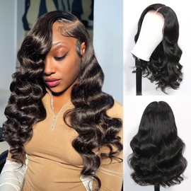 ShowJarlly 18 Inch 9x6 Body Wave Lace Front Wigs Human Hair 200% Density Wear and Go Glueless Wigs Human Hair Pre Cut Closure Wig Human Hair for Black Women Natural Black