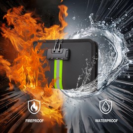 Ninicth Small Fireproof Money Bag,Money Bag with Lock and Zipper,Safe Fireproof Waterproof,Suitable for Cash, Mobile Phones, Keys, Credit Cards