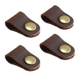 simpleSS Cable Clip, Genuine Leather, Cowhide Leather, Cord Clip, Cable Holder, Organizes Cables Neatly, Cord Clip, Charging Cable, Earphone Cord, Winding (Pack of 4) (Brown)