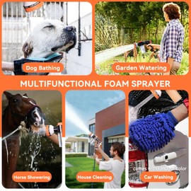 Pup Jet Dog Wash - 10 Sprayer Pattern Dog Washing Hose Attachment Outdoor, Garden Hose Nozzle with Soap Dispenser for Car Washing, Dog Shower Attachment with Dog Brush for Pet Bathing