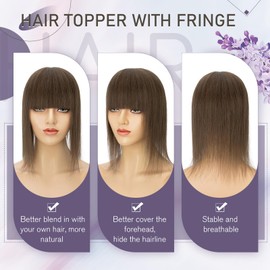 Elailite Toupee Women's Hairpiece Real Hair Topper Pony Mono Clip-In Extensions Remy Straight #02 Dark Brown - 35 cm