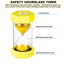 Hourglass Sand Timer 15 Minute： Colorful Sand Clock 5 Minute, Small Yellow Sand Watch 15 Min, Plastic Hour Glass Colorful Sandglass Timer for Kids, Games, Classroom, Decor