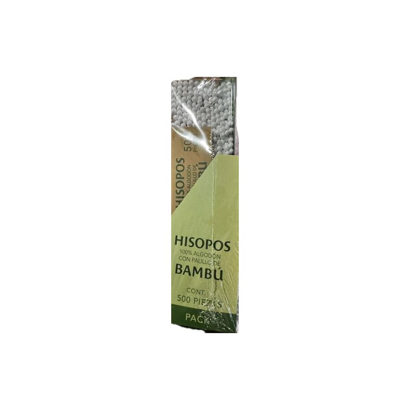 Hisopos Cotonetes de bambu con algodon 500 piezas.