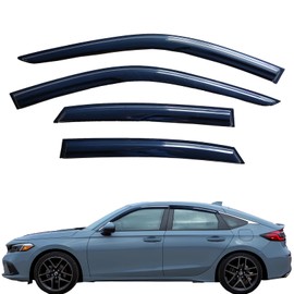 LIKDIKDIK Tape On Window Visor Compatible with 2022 2023 2024 Honda Civic Hatchback,Side Vent Window Deflector Rain Guard Shade,Truck Accessories-4pcs