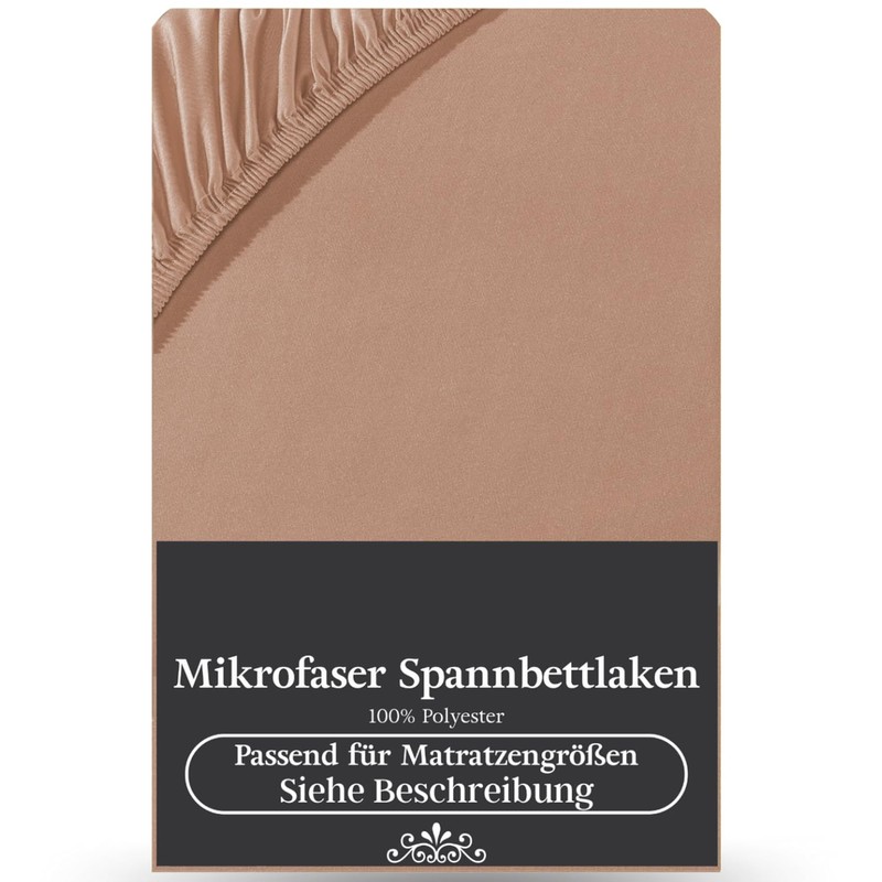 Visaggio Microfibre Fitted Sheet 90-100 x 200 cm Nougat Microfibre