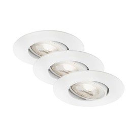 BRILONER - Set of 3 LED Recessed Spotlights, 230 V, LED Spotlight Bathroom IP65, Ceiling Spotlights, Infinitely Dimmable, Spots, Ceiling Spots, Bathroom Lamp, White, 90 x 42 mm (DxH)