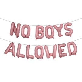 Pajama Mean Girls Ladies Night Decorations for Adults – No Boys Allowed Balloons banner – Slumber Sleepover Spa Party Supplies for Girls (NO BOYS ALLOWED Pink)