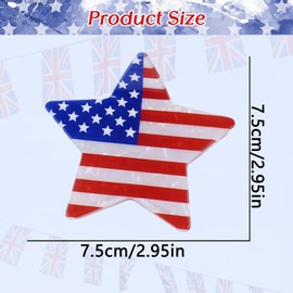 4th of July Hair Claw Clips for Women Red White and Blue Accessories Fourth of July Star Hair Clips Heart Barrettes for Styling Patriotic Decorations American Flag Design Party Favors 1Pcs (Star)
